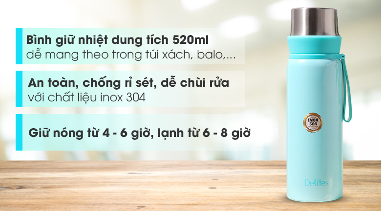 Bình giữ nhiệt inox 520 ml Delites Z69A