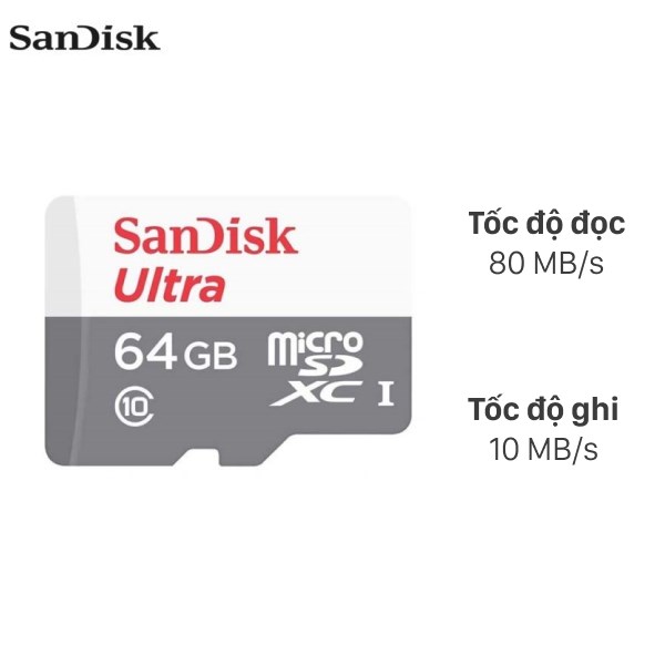 Thẻ nhớ Sandisk MicroSD 64GB class 10_U1