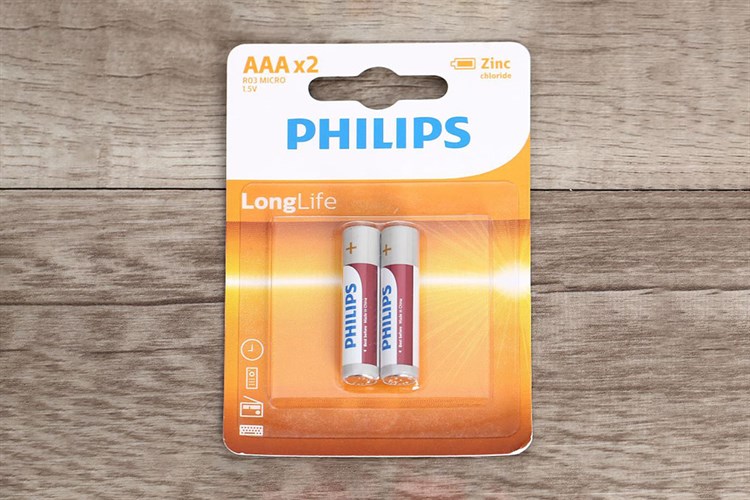 Pin AAA 2 viên Zinc Carbon Philips R03L2B Màu Vàng