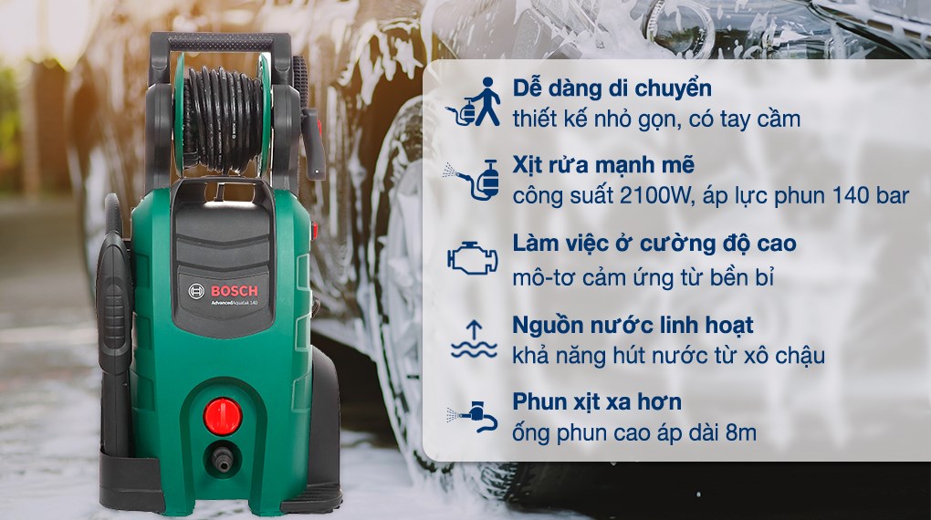 Máy phun xịt rửa áp lực cao Bosch Aquatak 140 2100W