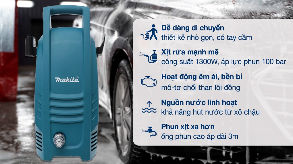 Máy phun xịt rửa áp lực cao Makita HW101 1300W