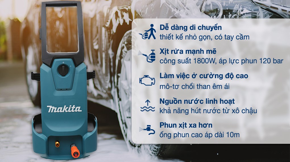 Máy phun xịt rửa áp lực cao Makita HW1200 1800W