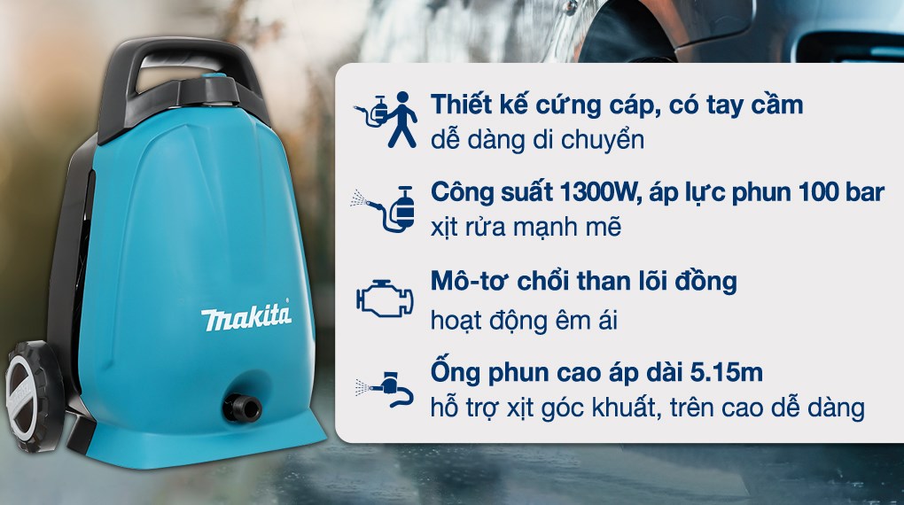 Máy phun xịt rửa áp lực cao Makita HW102 1300W