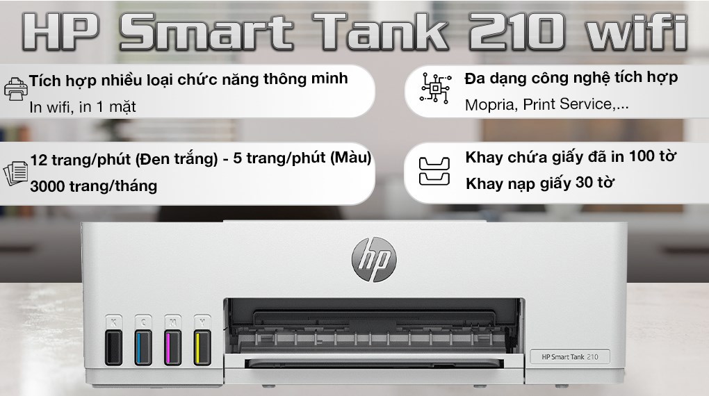 Máy in phun màu HP Smart Tank 210 Wifi (3D4L3A)