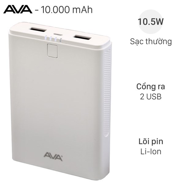 Pin sạc dự phòng 10.000 mAh AVA DS421-WB