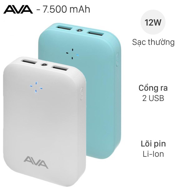 Pin sạc dự phòng 7.500 mAh AVA LJ JP197