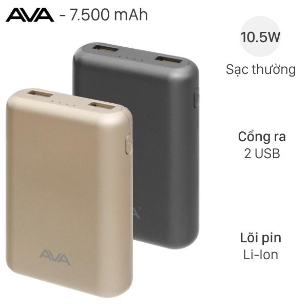 Pin sạc dự phòng 7.500 mAh AVA LA 10K-1