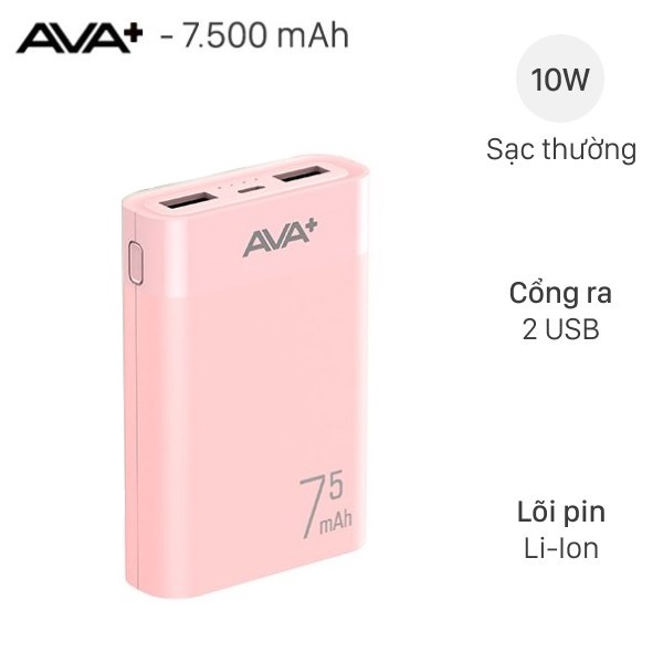 Pin sạc dự phòng 7500 mAh 10W AVA  LJ JP199