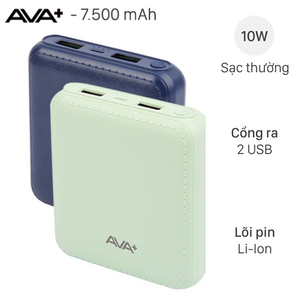 Pin sạc dự phòng 7.500 mAh 10W AVA  DS005-PP