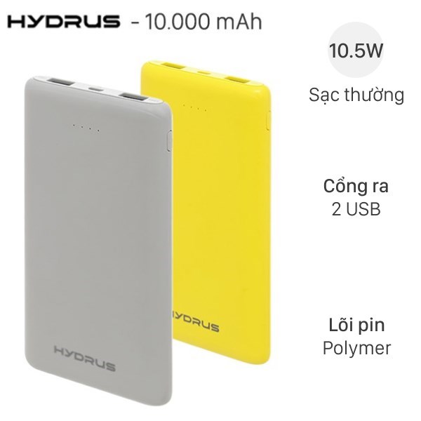 Pin sạc dự phòng Polymer 10.000 mAh 10.5W Hydrus PA CK01