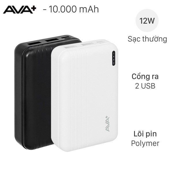 Pin sạc dự phòng Polymer 10000mAh 12W AVA  DS609A