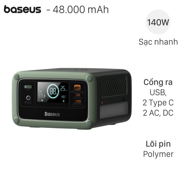 Trạm sạc dự phòng di động 48000mAh PD140W 220V/140W Baseus ioTa BPE14A