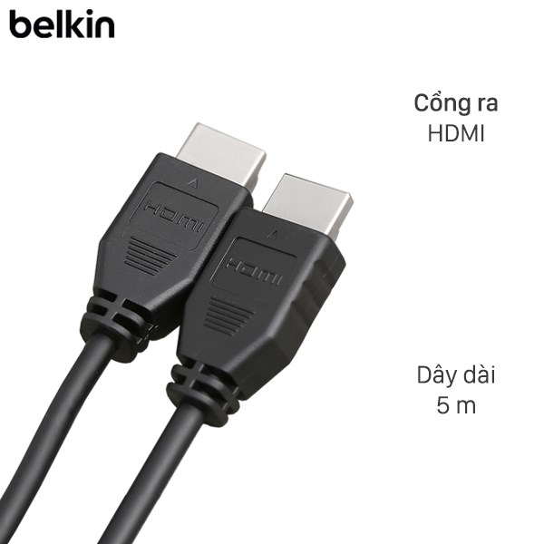 Cáp HDMI 2.0 Tròn 5m Belkin F3Y02