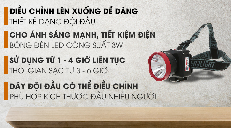 Đèn pin sạc đội đầu Sunhouse SHE-5032