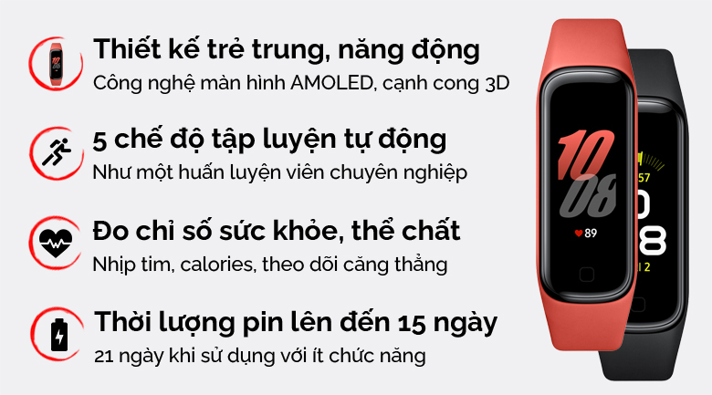 Vòng tay thông minh Samsung Galaxy Fit2 đỏ