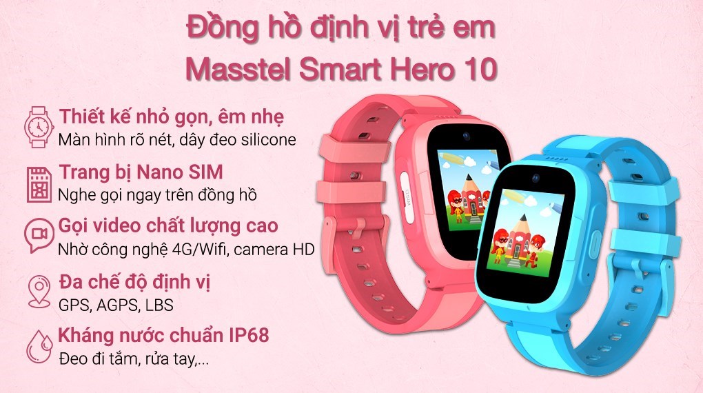 Đồng hồ định vị trẻ em Masstel Smart Hero 10 42.6mm