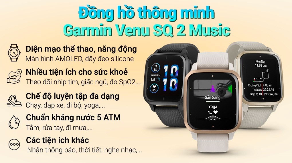 Đồng hồ thông minh Garmin Venu SQ 2 Music 40.6mm