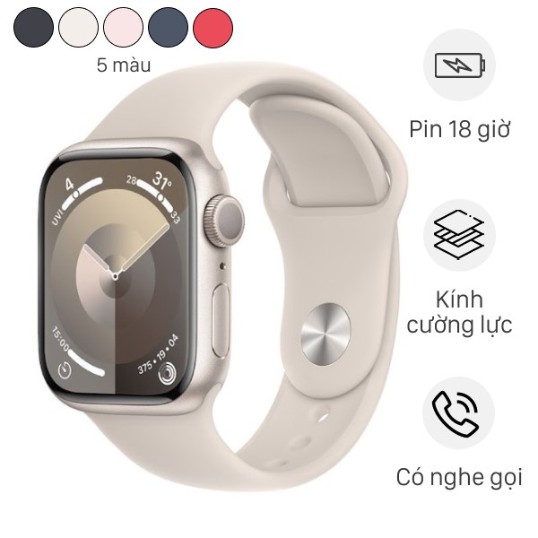 Đồng hồ thông minh Apple Watch Series 9 GPS 41mm viền nhôm dây thể thao