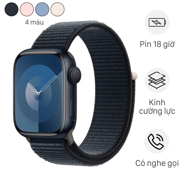 Đồng hồ thông minh Apple Watch Series 9 GPS 41mm viền nhôm dây vải