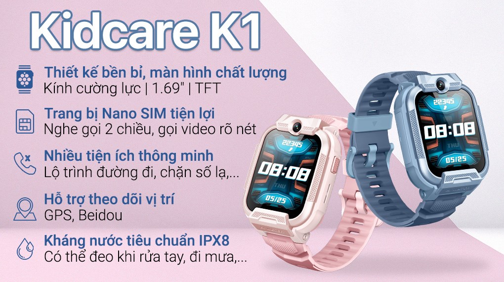 Đồng hồ định vị trẻ em Kidcare K1 54mm