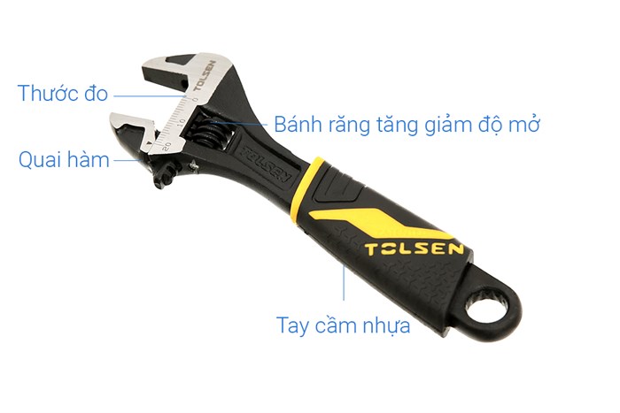 Mỏ lết cán nhựa đen Tolsen 20 mm 15308