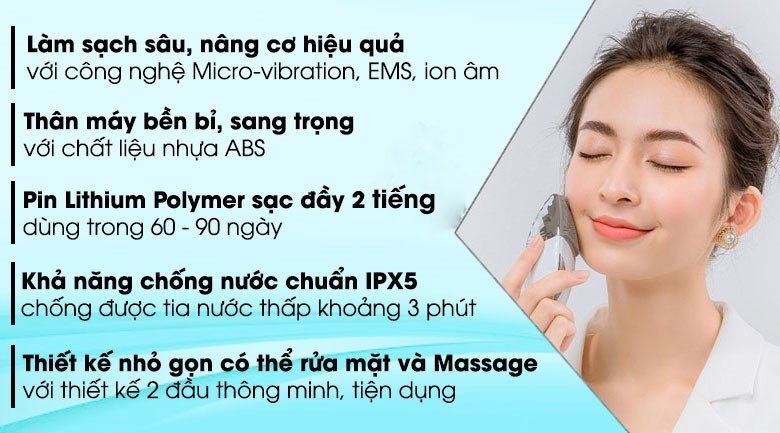 Máy rửa mặt Lifetrons CMD-100 giúp người dùng làm sạch da và nâng cao mặt hiệu quả