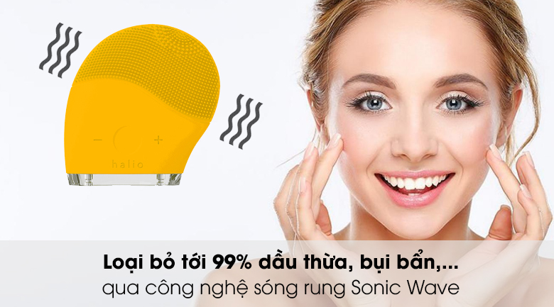 Máy rửa mặt và massage Halio Facial Mustard - Công nghệ sóng rung Sonic Wave hiện đại