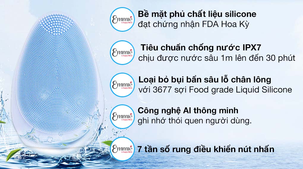 Máy rửa mặt và massage Emmié Sky Blue