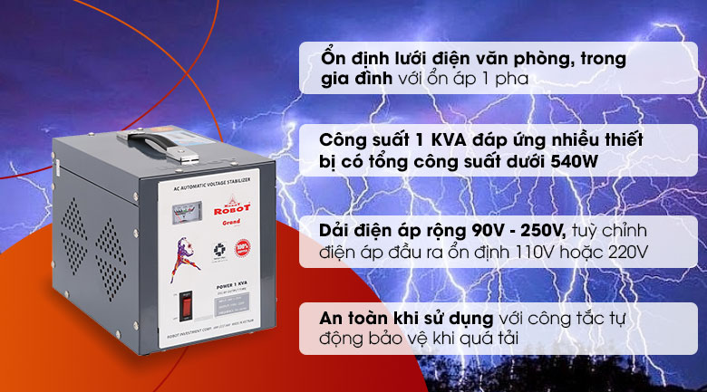 Ổn áp Robot 1 pha 1KVA 90