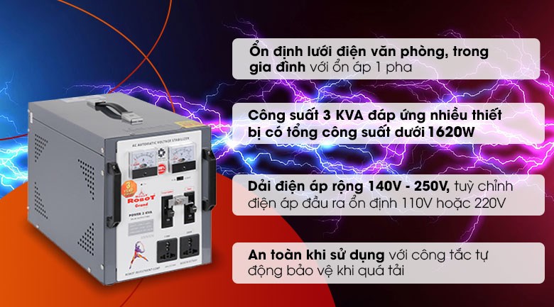 Ổn áp Robot 1 pha 3KVA 140