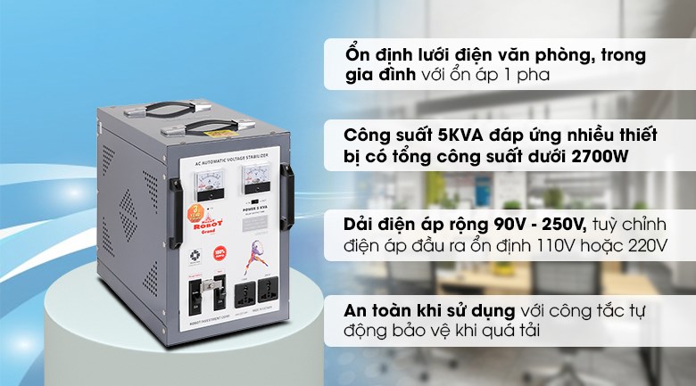 Ổn áp Robot 1 pha 5KVA 90