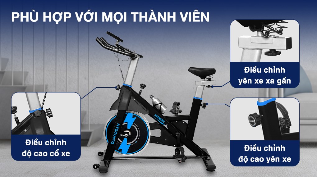 Xe Đạp Tập Thể Dục Daikiosan DKXD-00002 có thể điều chỉnh độ cao, độ xa và gần của yên, giúp người dùng lựa chọn được chiều cao phù hợp, thoải mái trong quá trình tập luyện