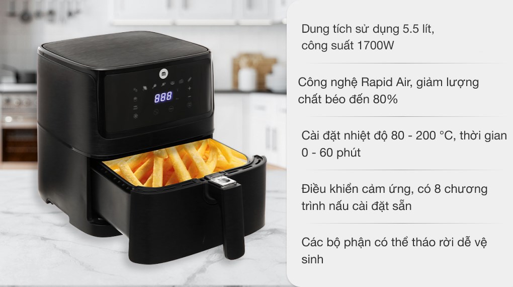 Nồi chiên không dầu Mishio MK-284 5.5 lít