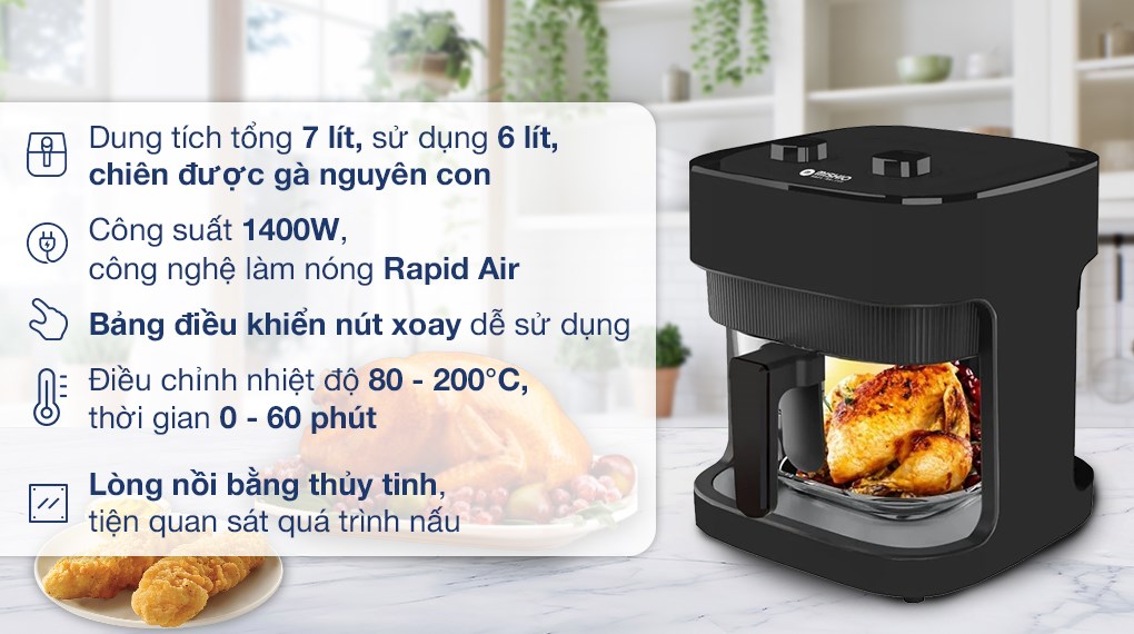 Nồi chiên không dầu Mishio MK373 7 lít