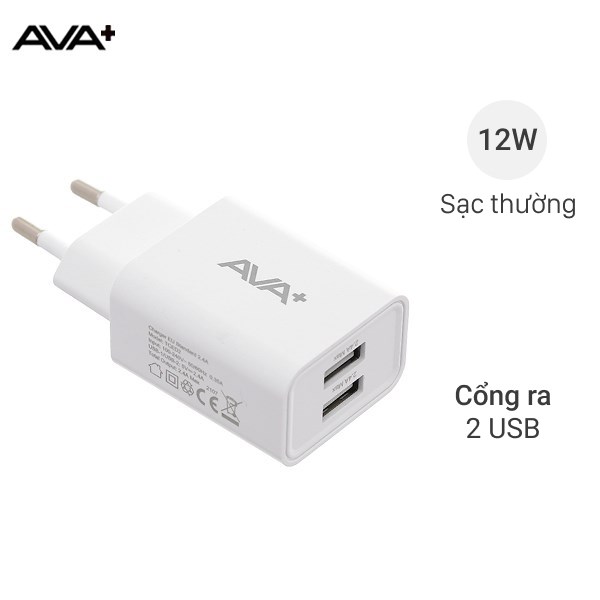 Adapter Sạc USB 12W AVA  TCED2