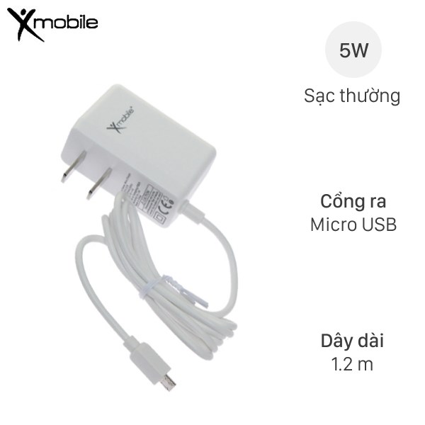 Adapter sạc dây Micro USB 1.2 m 5W Xmobile TS-C079