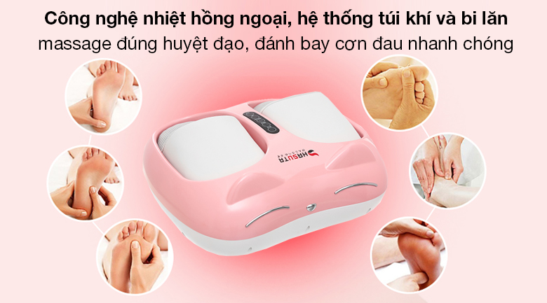 Máy massage chân HASUTA HMF-250 được trang bị công nghệ nhiệt hồng ngoại kết hợp bi lăn giúp massage đúng huyệt đạo