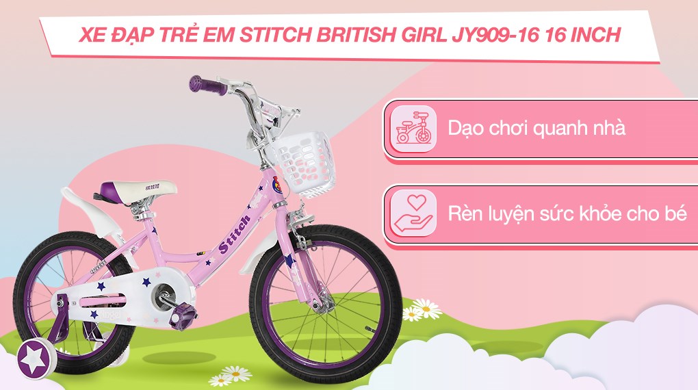 Xe Đạp Trẻ Em Stitch British Girl JY909-16 16 inch