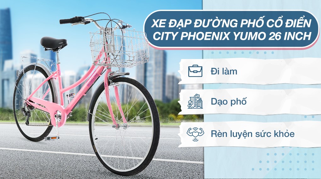 Xe Đạp Đường Phố Cổ Điển City Phoenix Yumo 26 inch