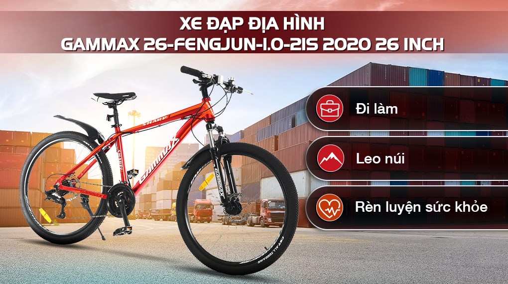 Xe Đạp Địa Hình MTB Gammax 26-Fengjun-1.0-21S 2020 26 inch