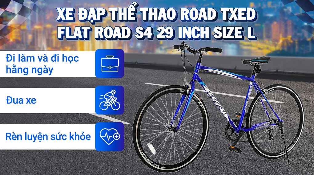 Xe Đạp Thể Thao Road Txed Flat Road S4 29 inch Size L rất phù hợp cho những ai có niềm đam mê đua xe