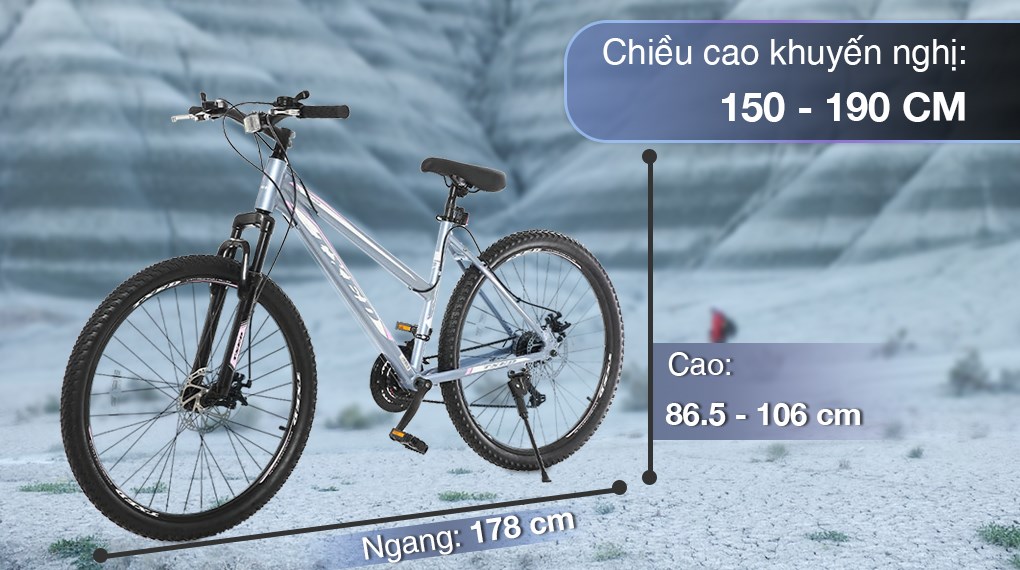 Xe Đạp Địa Hình MTB Txed Power 2.3-Df phù hợp với những người dùng có chiều cao từ 150 - 190cm