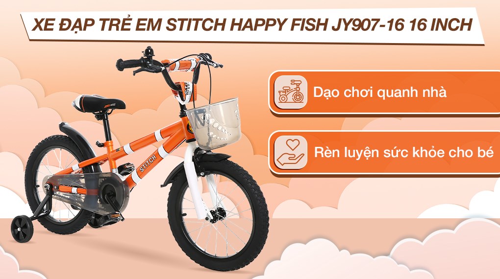 Xe Đạp Trẻ Em Stitch Happy Fish JY907-16 16 inch