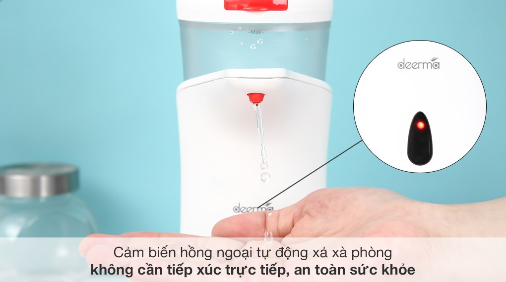 Máy rửa tay tự động thông minh DEERMA XS100 giúp các thành viên trong gia đình rửa tay sạch, tránh tiếp xúc trực tiếp